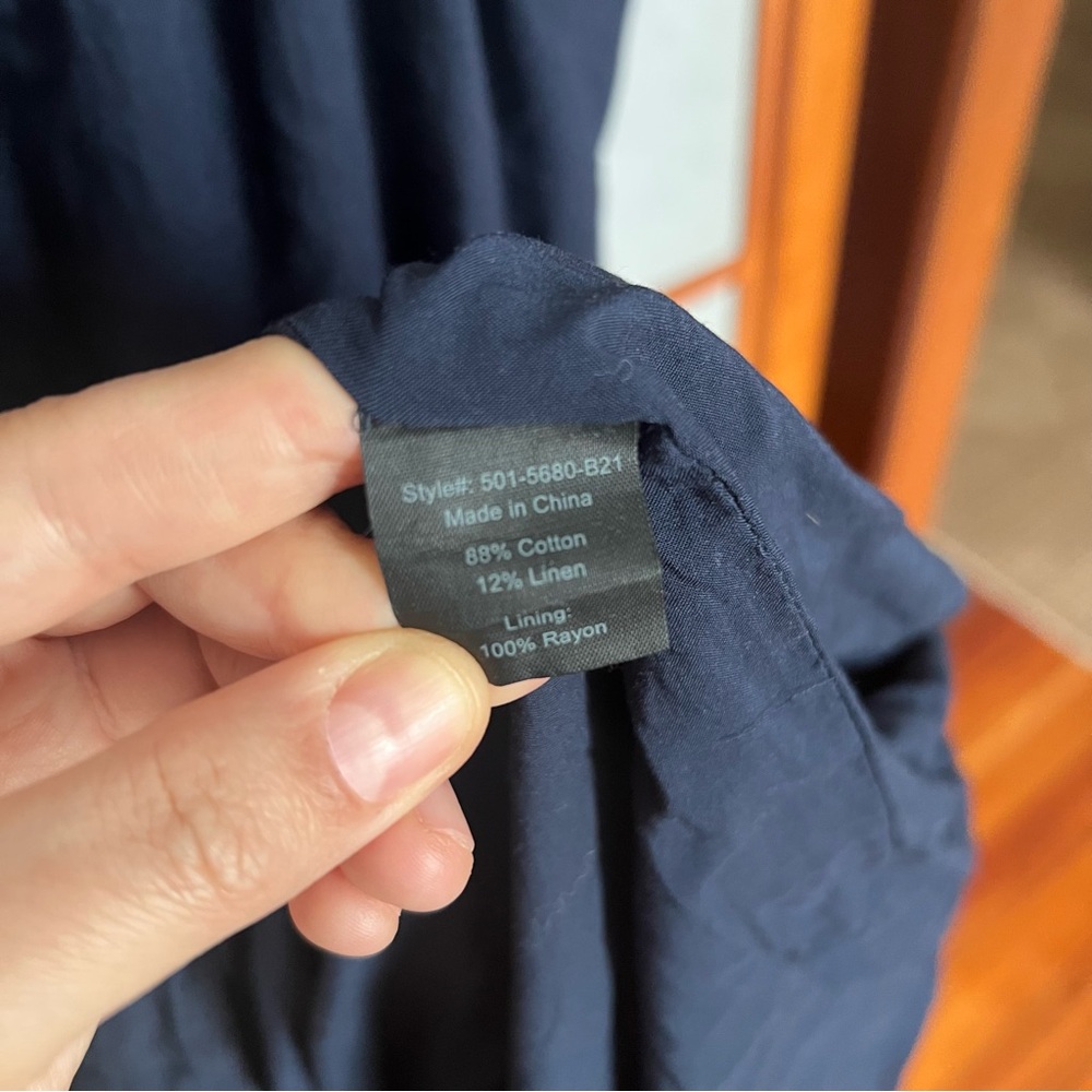 Jenni Kayne Navy Blue Summer Dress XXL Tiered Cotton Linen - Picture 8 of 9